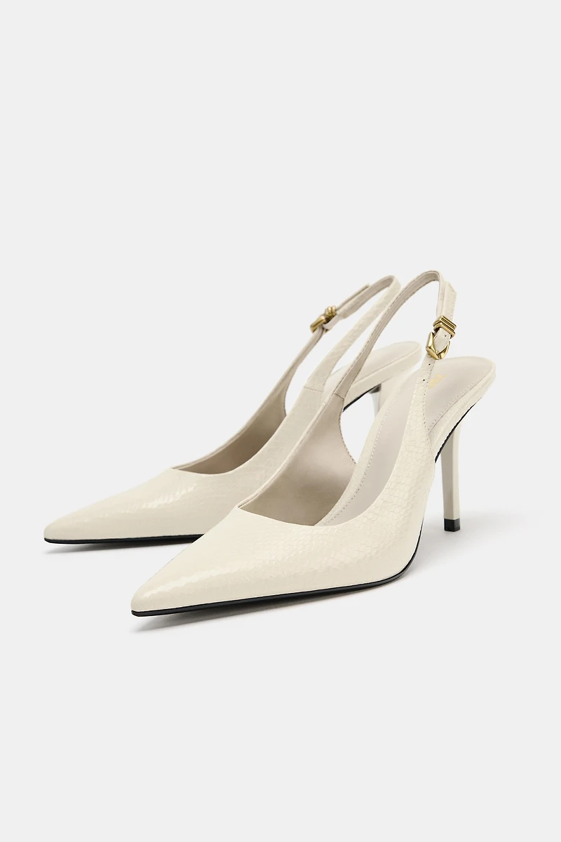 EMBOSSED SLINGBACK HEELS