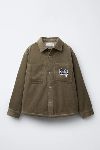 FLEECE LINED CORDUROY OVERSHIRT