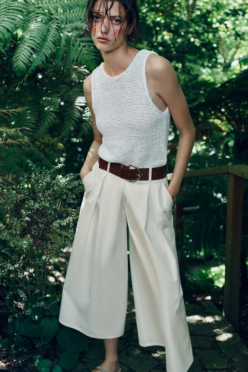 JUPE-CULOTTE À CEINTURE