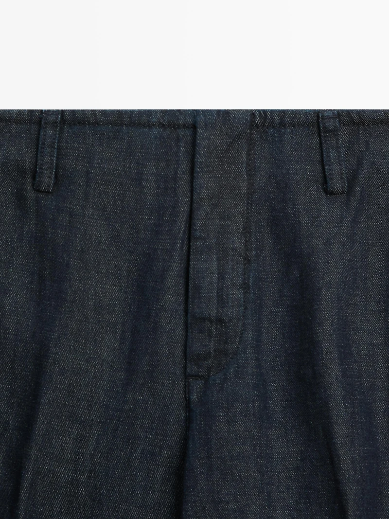 Wide-leg linen blend trousers