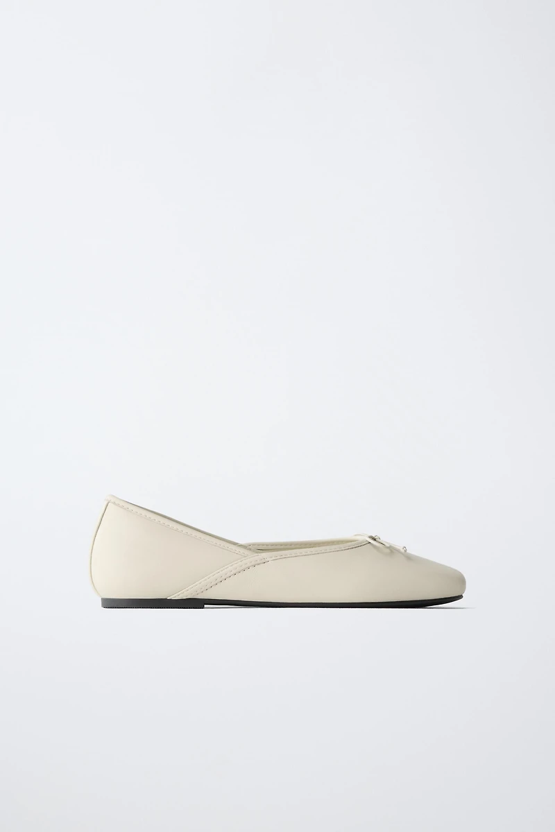 LEATHER BOW BALLET FLATS