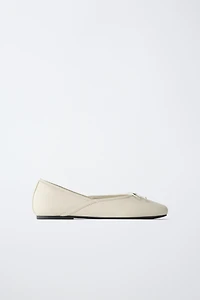 LEATHER BOW BALLET FLATS