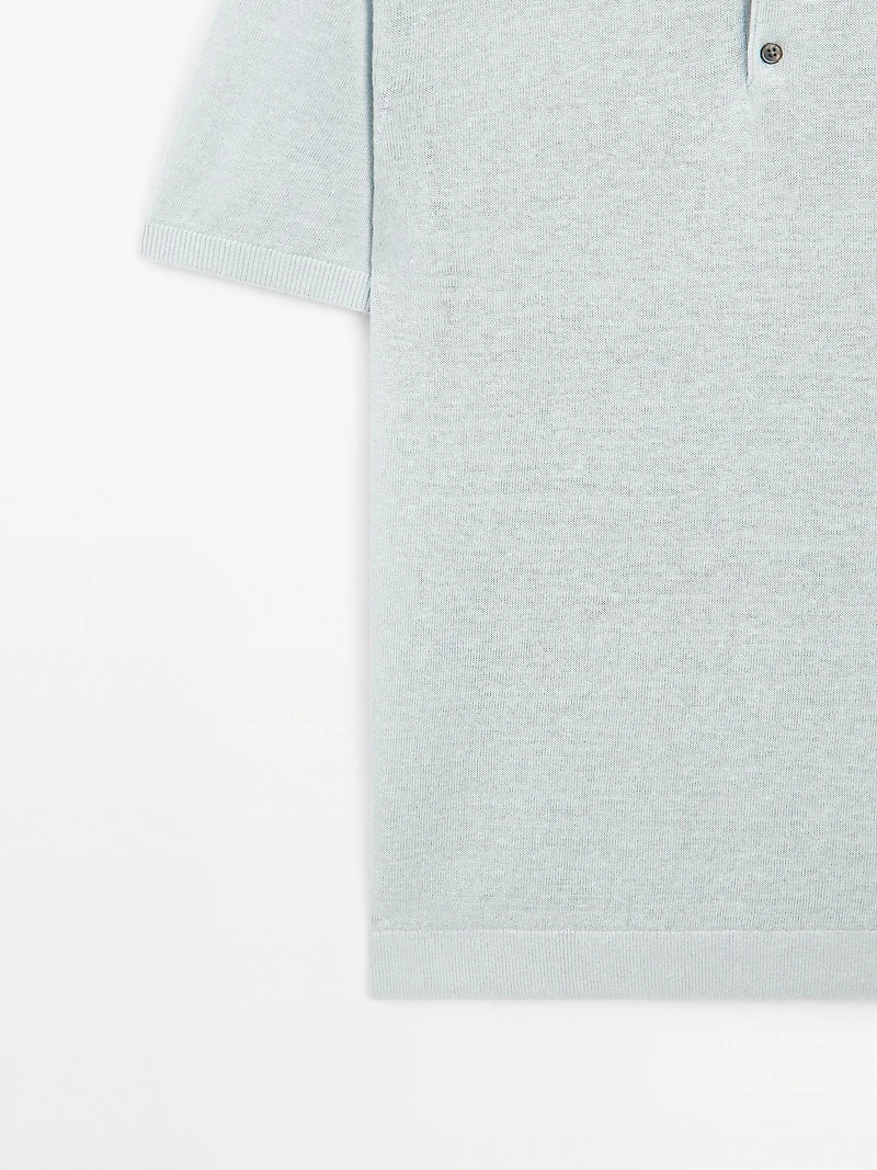 100% linen knit polo shirt