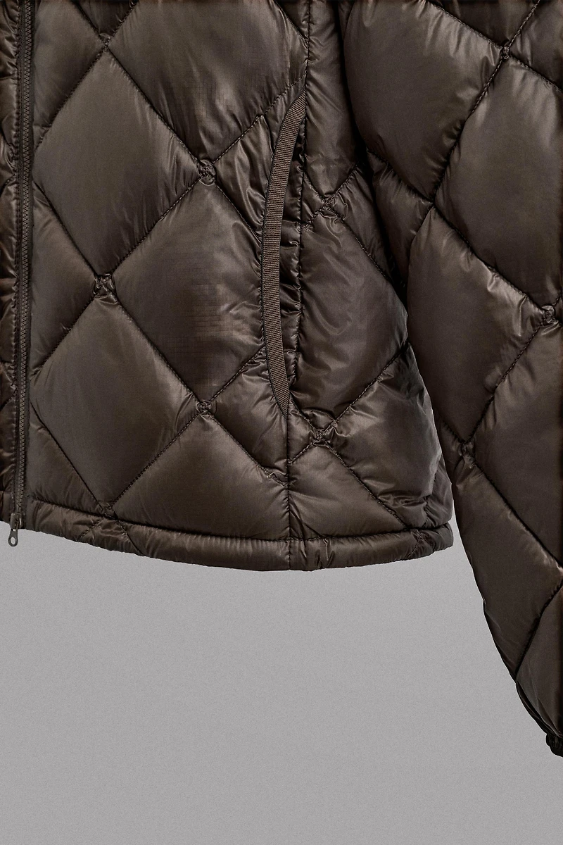 100% FEATHER PUFFER JACKET WITH HOODIE