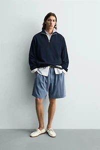 SWEAT PIQUÉ COL ZIPPÉ
