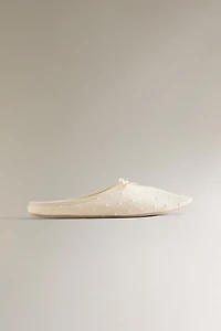 LEATHER SOLE SLIPPERS WITH BOW