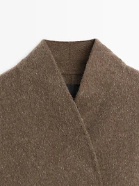 Short wool blend double-breasted jacket