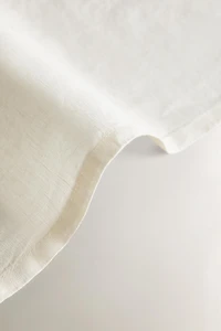 EMBROIDERED HEMSTITCHED WASHED LINEN TOWEL