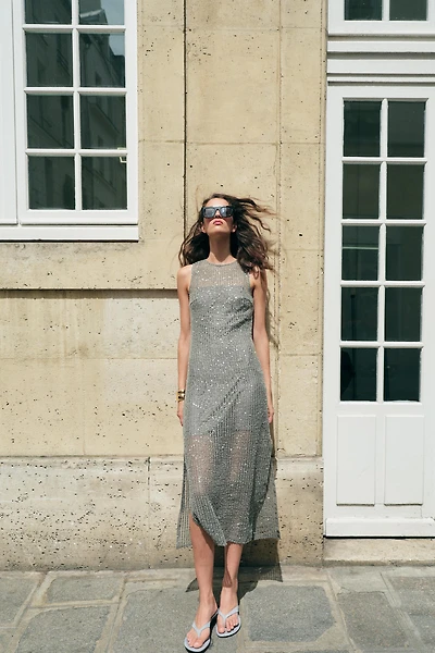 SEQUIN MIDI DRESS