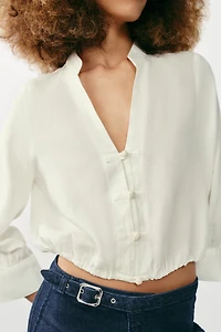 LINEN BALLOON SHIRT WITH FROG CLASPS
