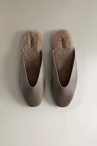 WARM LEATHER MULES