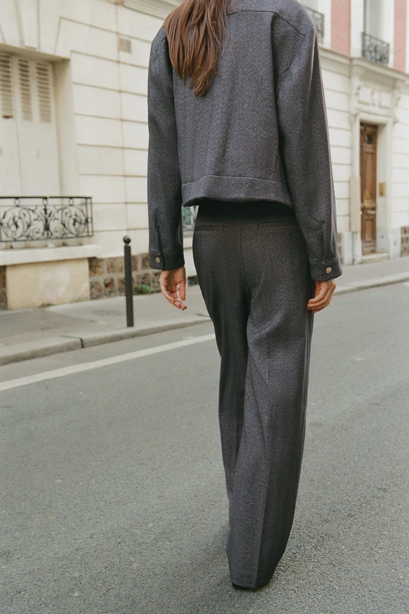 HERRINGBONE STRAIGHT LEG PANTS