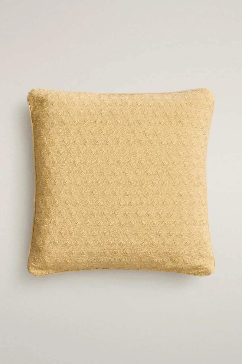 FLORAL EMBROIDERED THROW PILLOW COVER