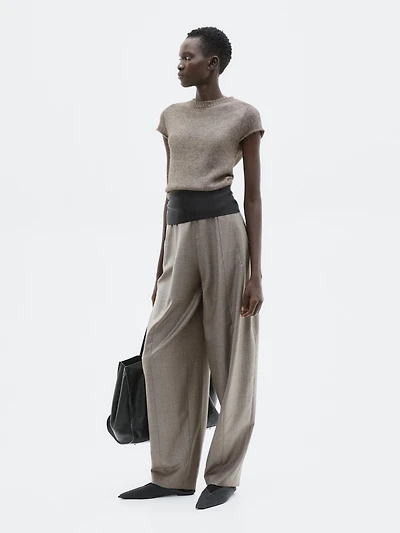 Short sleeve knit alpaca and silk sweater - LIMITED