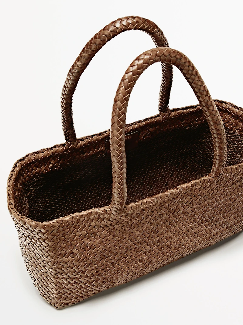 Tote bag tressé en cuir nappa