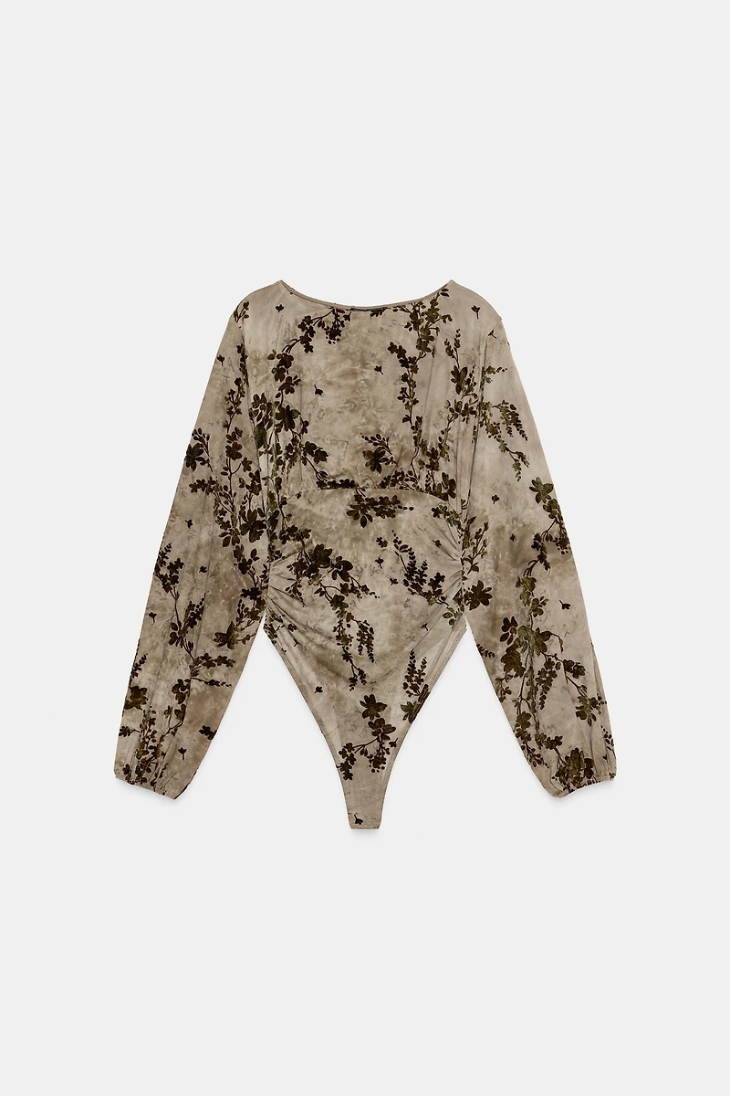 FLOCKED TULLE BODYSUIT