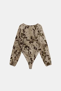 FLOCKED TULLE BODYSUIT