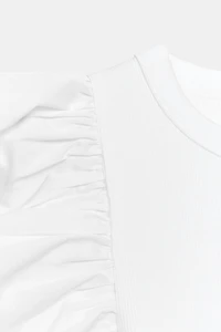 COMBINATION RIB RUFFLE T-SHIRT