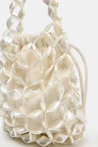 FAUX MOTHER OF PEARL BUCKET BAG