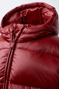 50% FEATHER AND DOWN WATER REPELLENT WINDPROOF HOODED PUFFER COAT