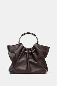 SAC SEAU EN CUIR ANSE RIGIDE