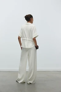 PANTALON EN CRÊPE À JAMBES LARGES