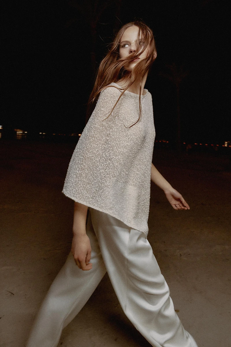 METALLIC THREAD ASYMMETRIC CAPE