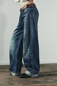 TRF MID-RISE BAGGY FOLDED JEANS