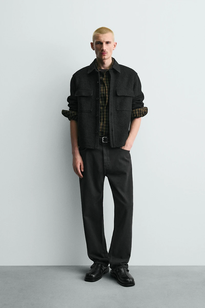 WOOL BLEND TEXTURED OVERSHIRT