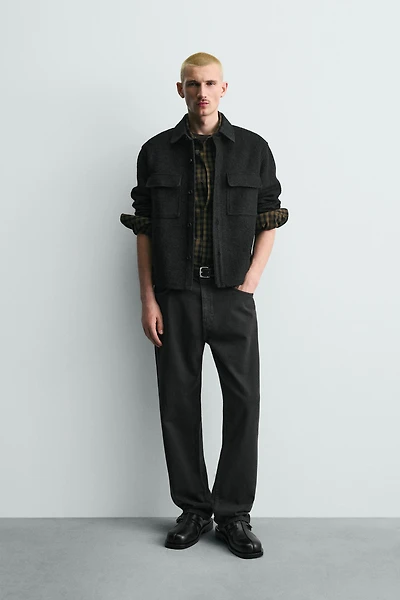 WOOL BLEND TEXTURED OVERSHIRT
