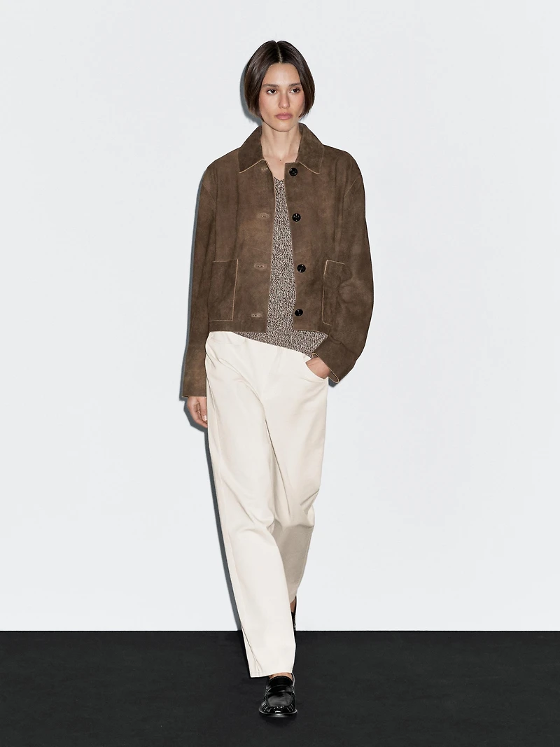 Mid-waist straight-leg trousers