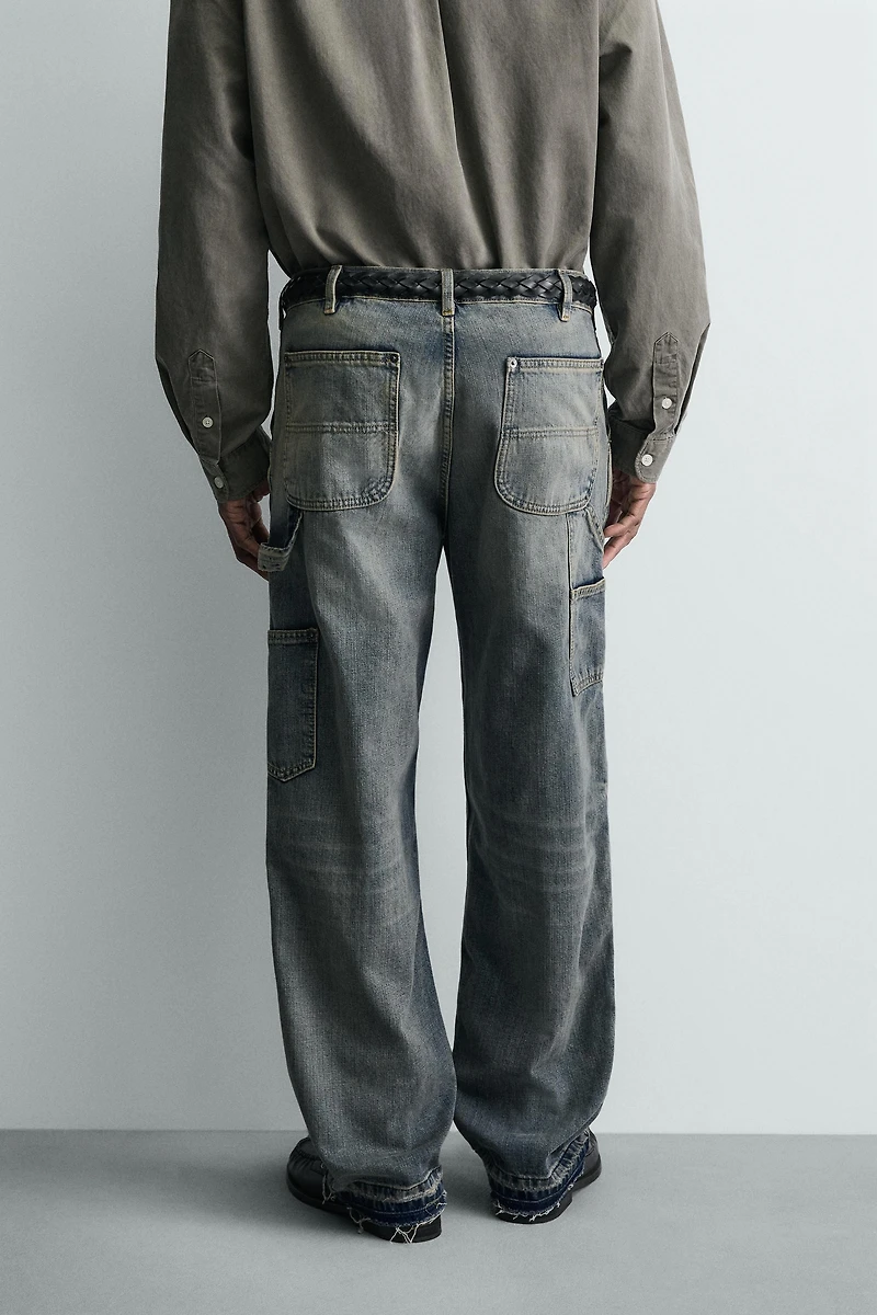WASHED CARPENTER POCKET JEANS
