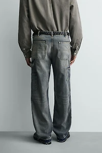 WASHED CARPENTER POCKET JEANS