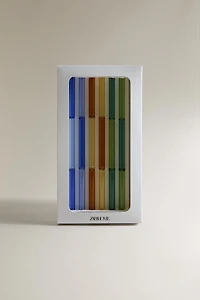 COLOURED BOROSILICATE GLASS STRAW SET (PACK OF 6)