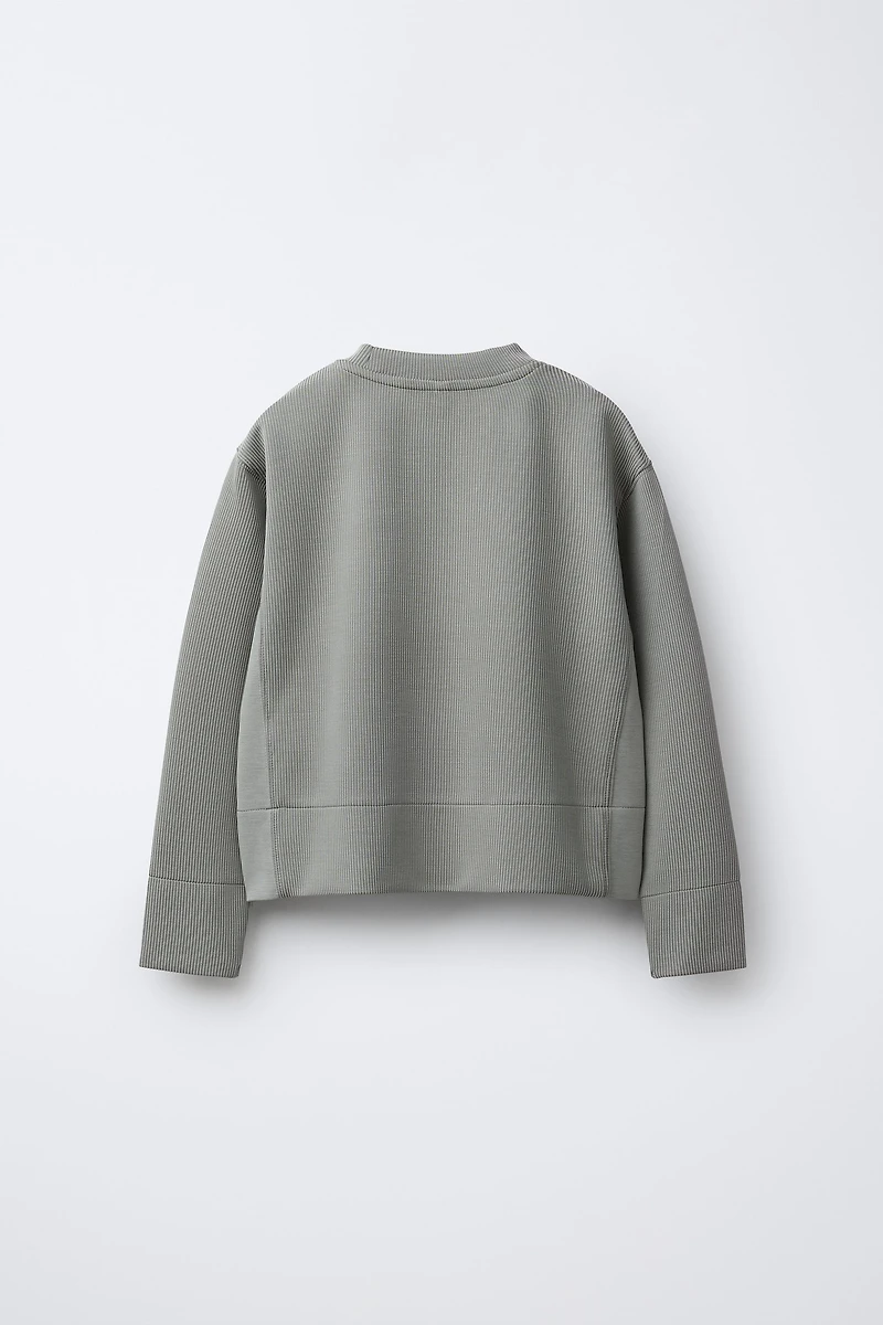 RIB TEXT SWEATSHIRT WITH MODAL