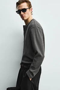 RIB KNIT HENLEY SHIRT