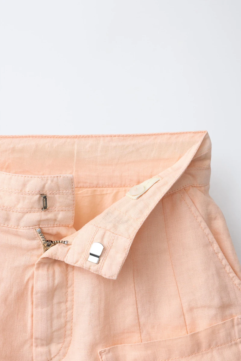 100% LINEN POCKET SHORTS