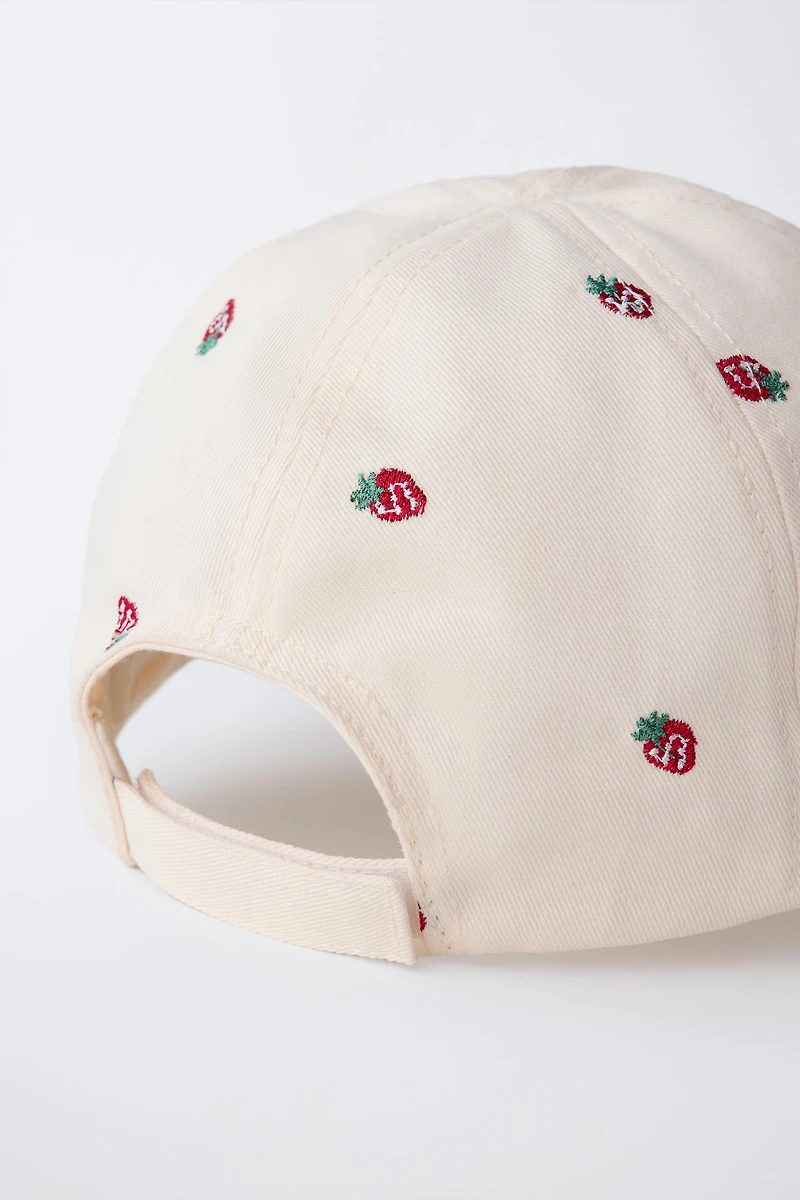 EMBROIDERED STRAWBERRY CAP