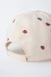 EMBROIDERED STRAWBERRY CAP