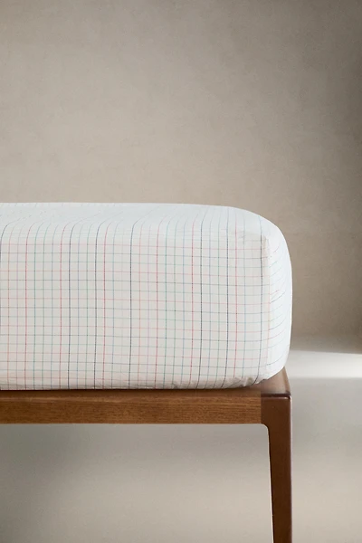 KIDS' COTTON CHECKED FITTED SHEET