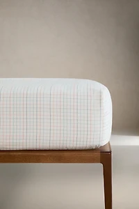 KIDS' COTTON CHECKED FITTED SHEET