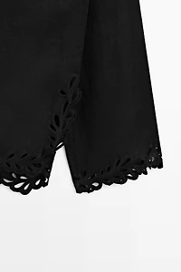 100% linen embroidered skort