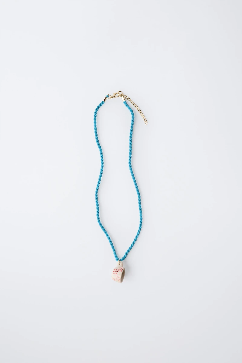 CERAMIC CUP CORD NECKLACE