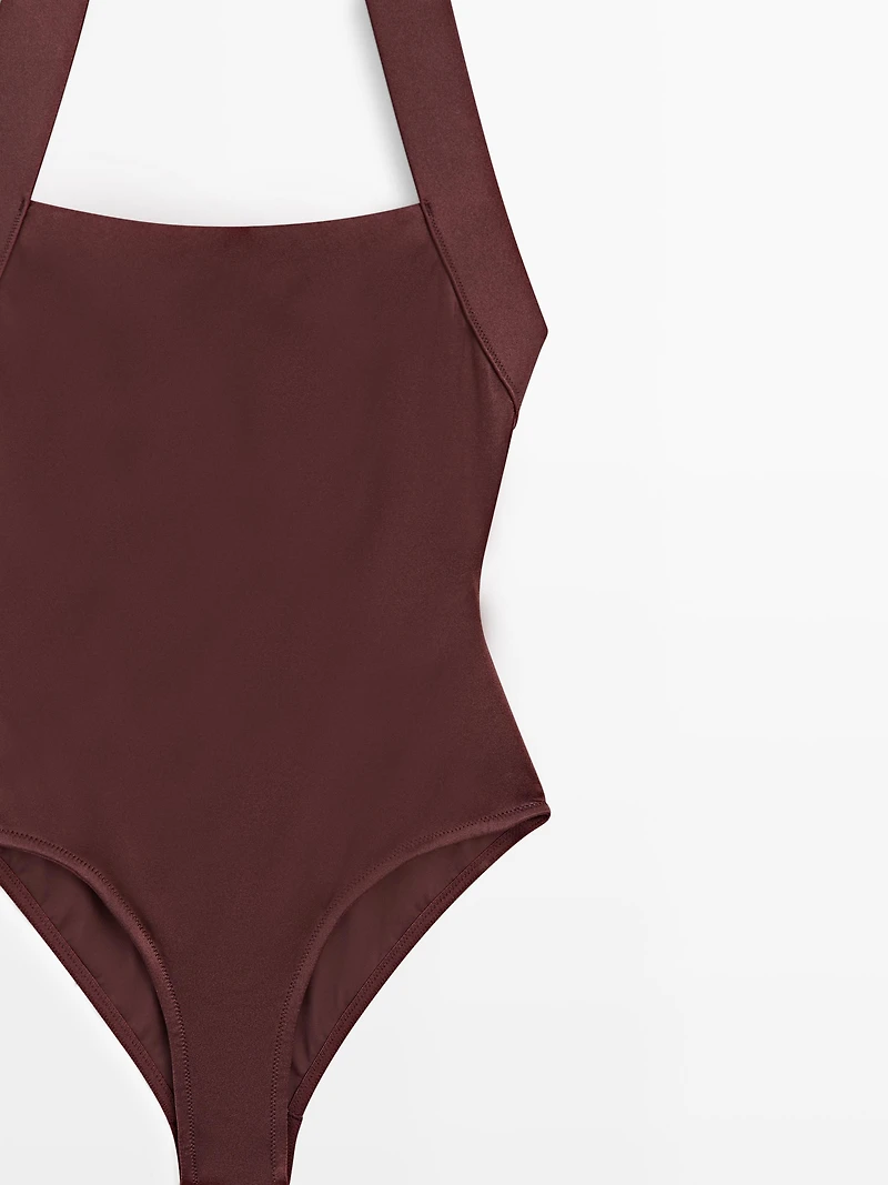 Shimmery halter swimsuit