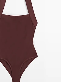 Shimmery halter swimsuit