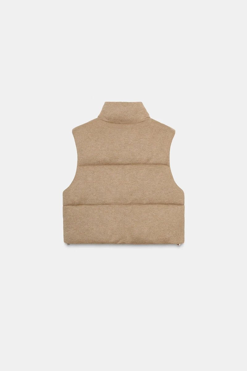 SHORT KNIT QUILTED VEST