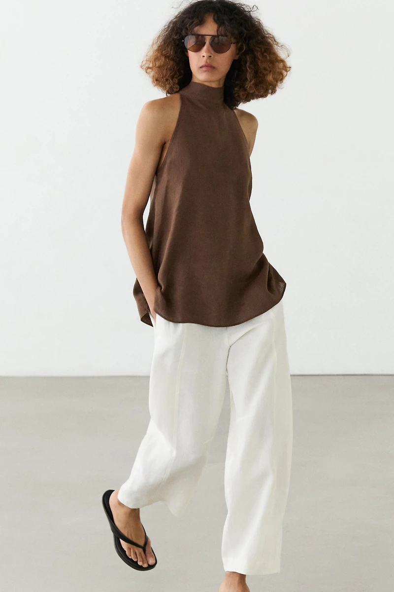 100% linen flowing halter top