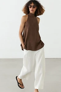 100% linen flowing halter top
