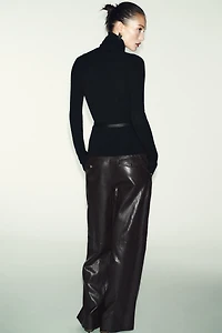 100% WOOL HIGH COLLAR BELTED JUMPER