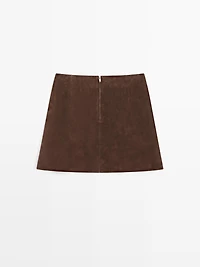 Suede leather mini skirt